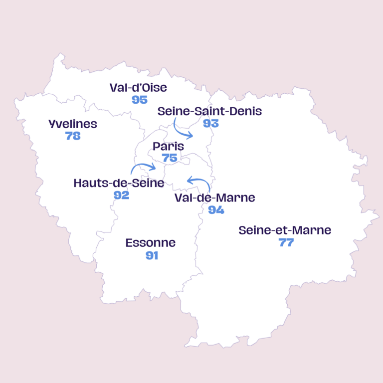 Carte des départements d'Île-de-France